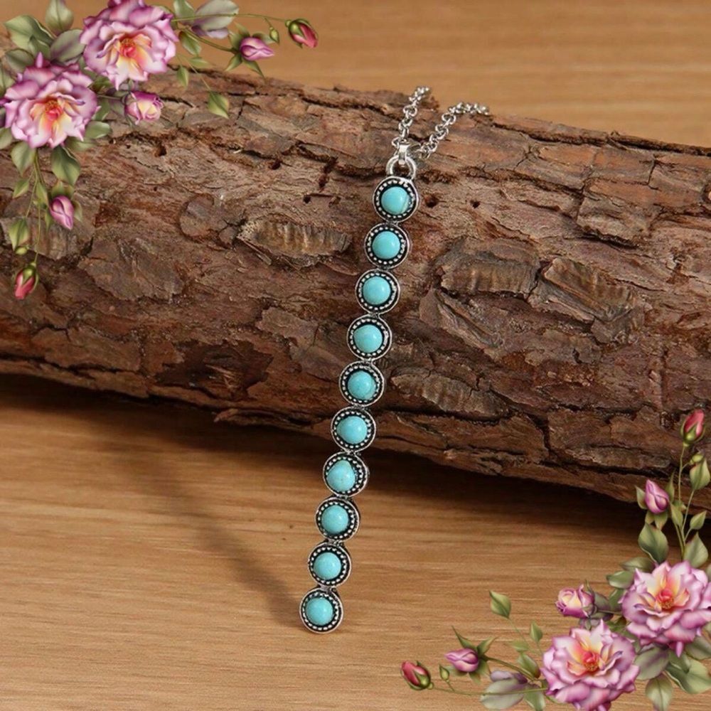 Fake Turquoise Pendant Necklace western style